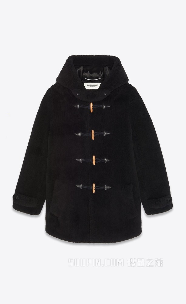 仿皮草粗呢外套