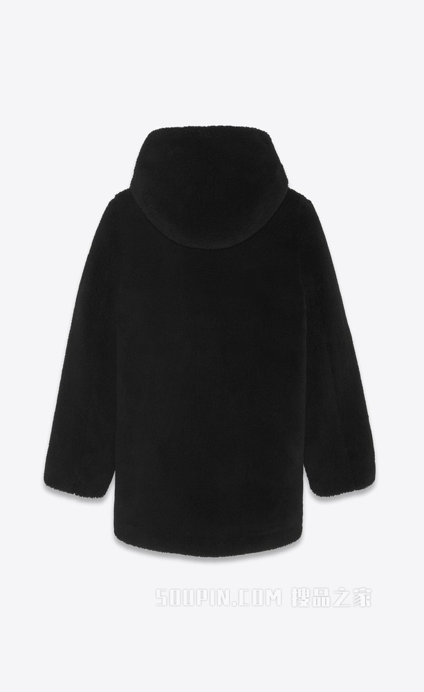 仿皮草粗呢外套