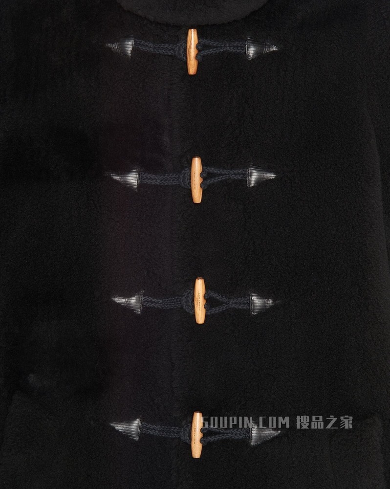 仿皮草粗呢外套