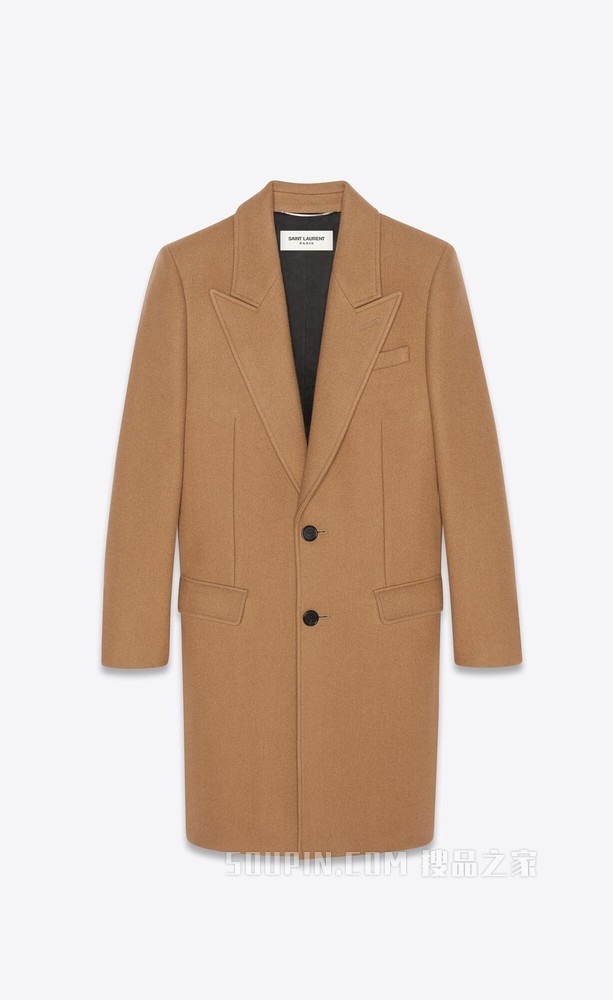 单排扣山羊绒大衣