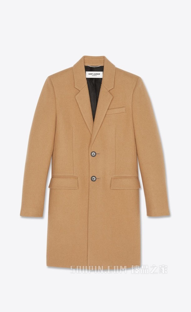 细沙羊毛毡大衣