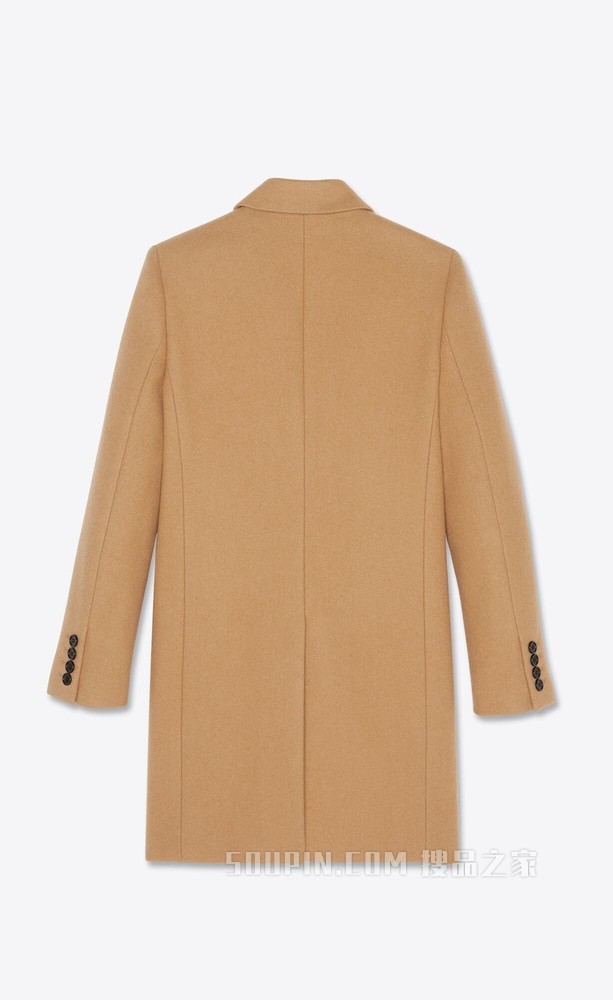 细沙羊毛毡大衣