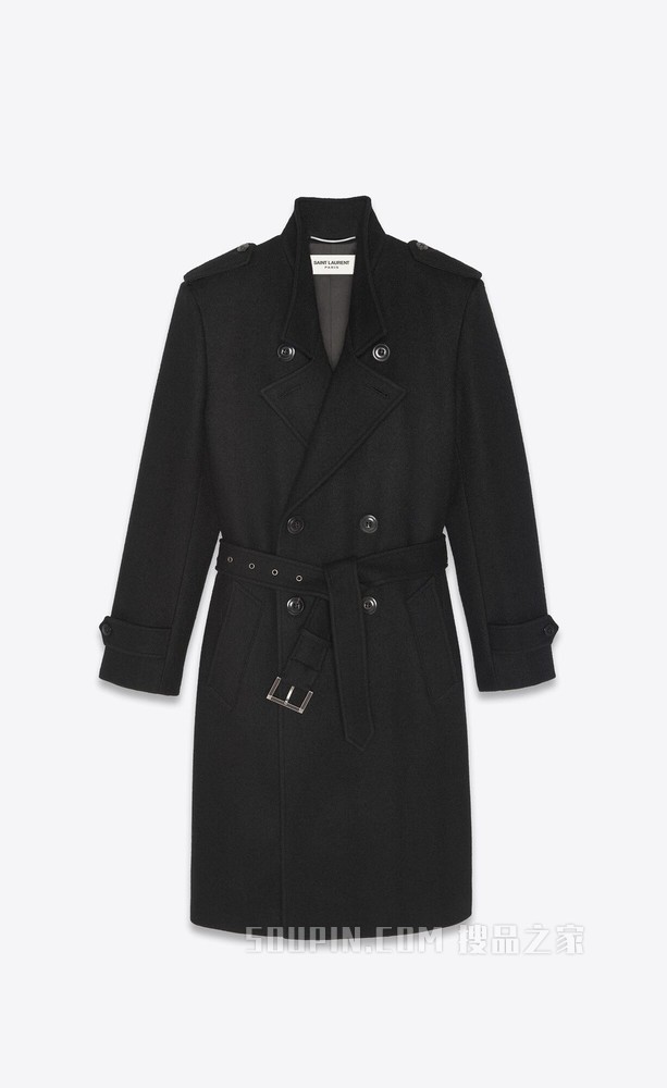 羊毛毡双排扣风衣