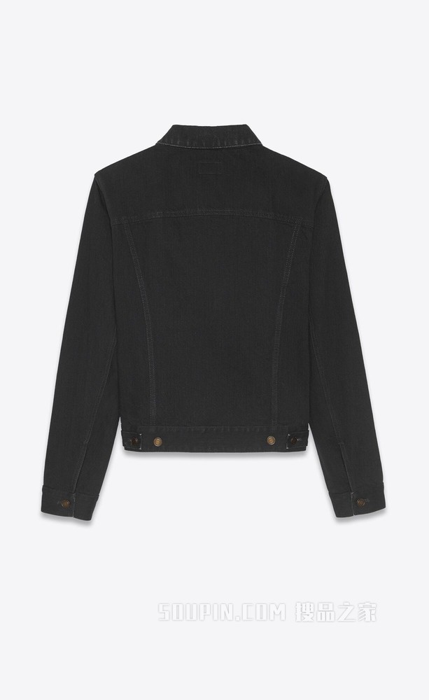 做旧黑色修身牛仔夹克