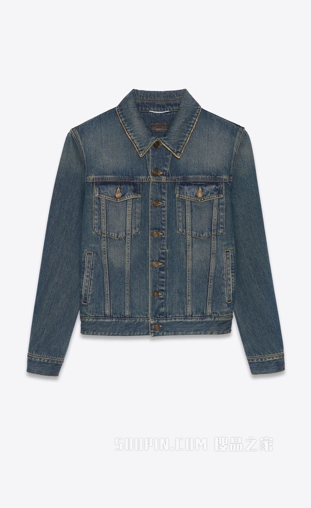 复古深蓝色经典牛仔夹克
