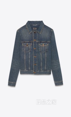 深灰调复古蓝修身牛仔夹克