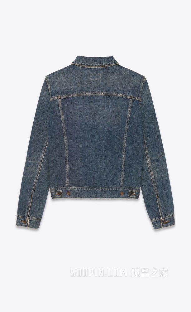 深灰调复古蓝修身牛仔夹克