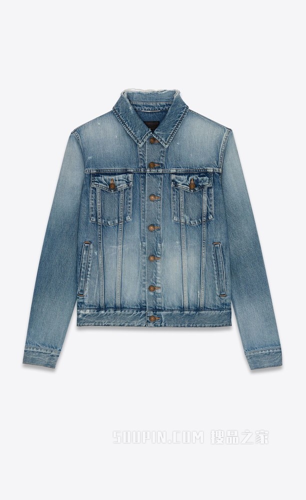 天蓝色破洞牛仔夹克