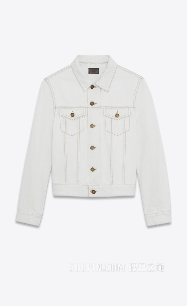 灰白色修身牛仔夹克
