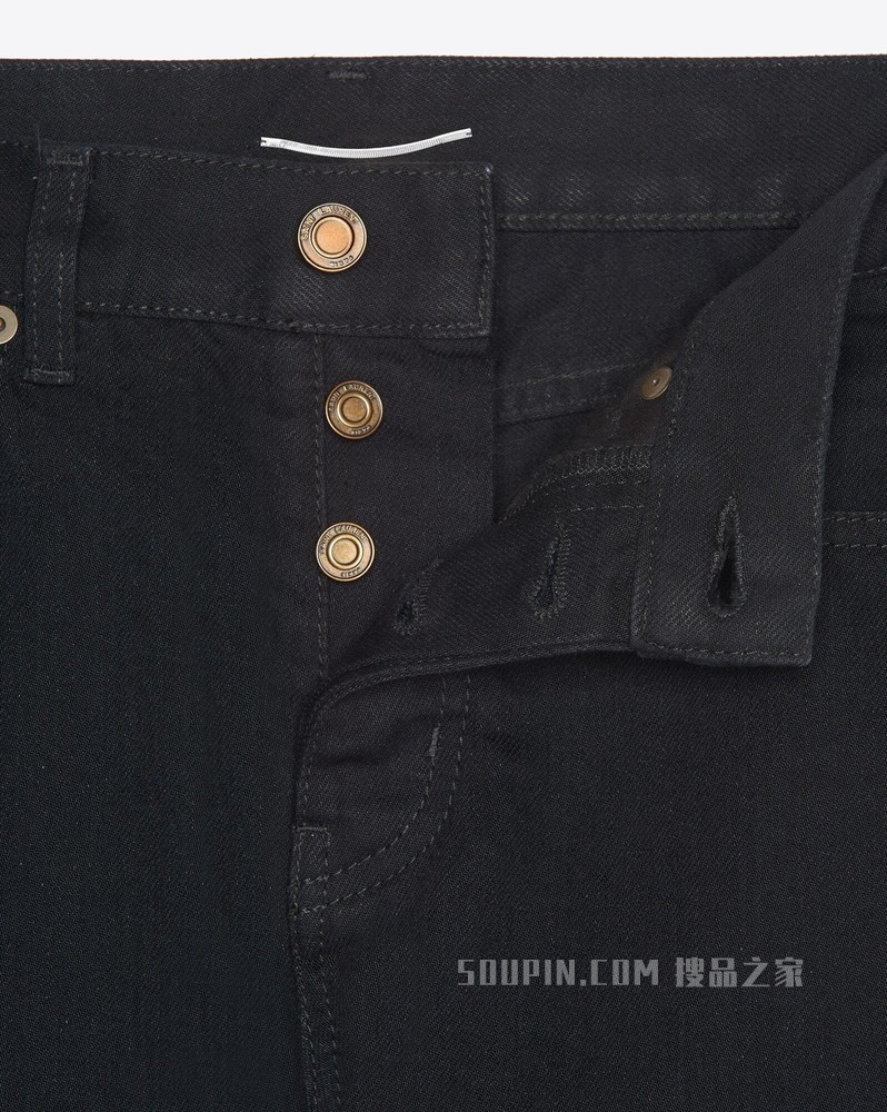 etienne做旧黑色牛仔裤