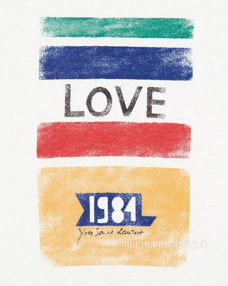 男士白色“LOVE 1984”T恤