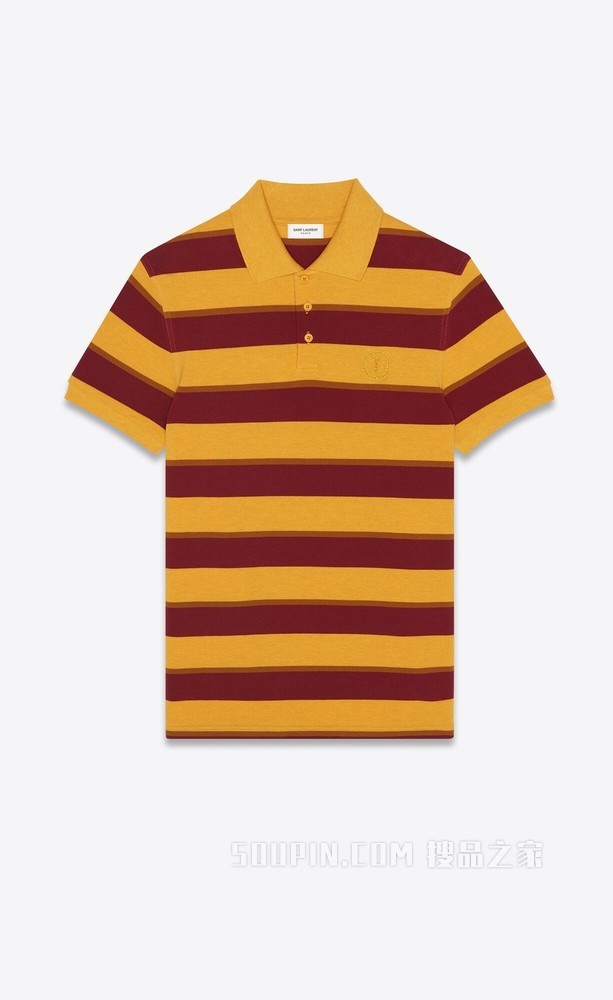 monogram条纹珠地棉polo衫
