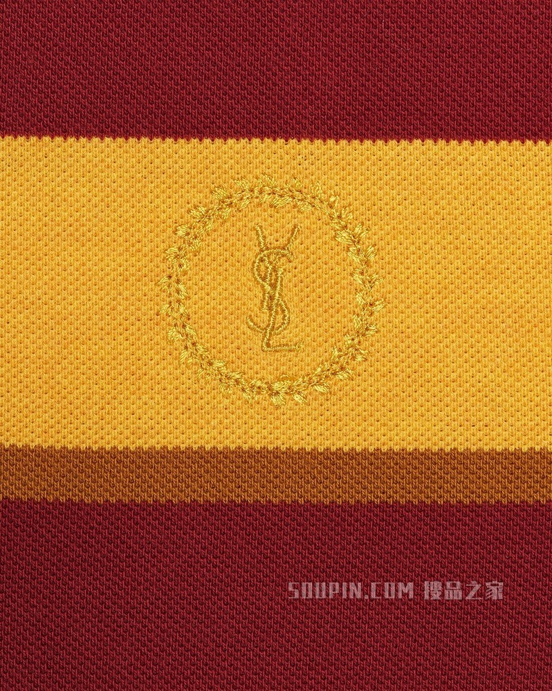 monogram条纹珠地棉polo衫