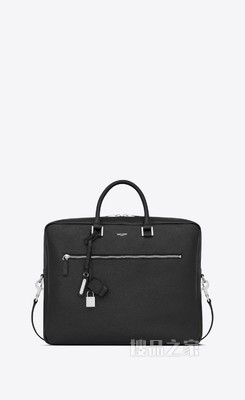 Sac de Jour 大号黑色粒纹软皮公文包