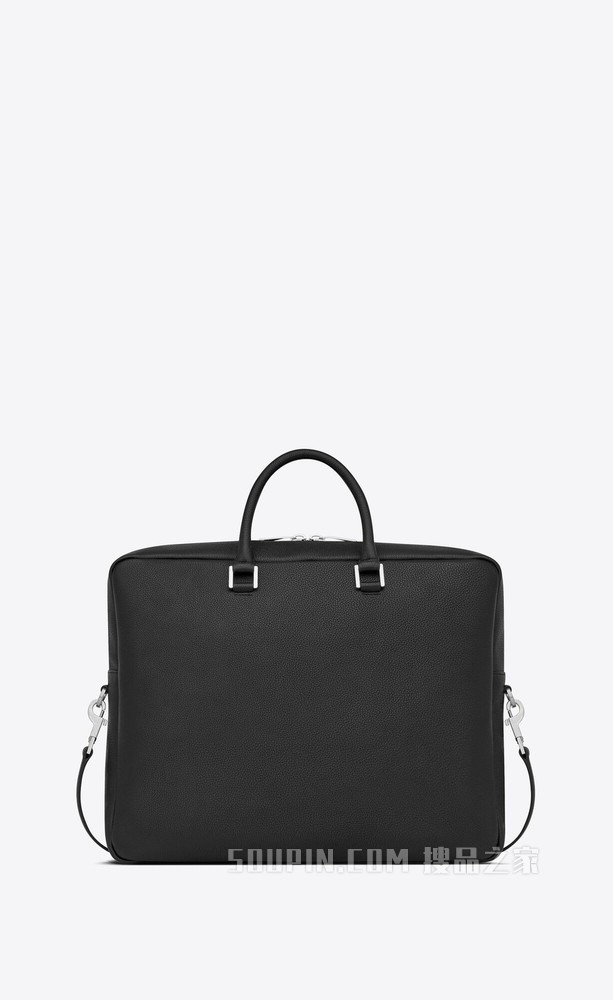 Sac de Jour 大号黑色粒纹软皮公文包