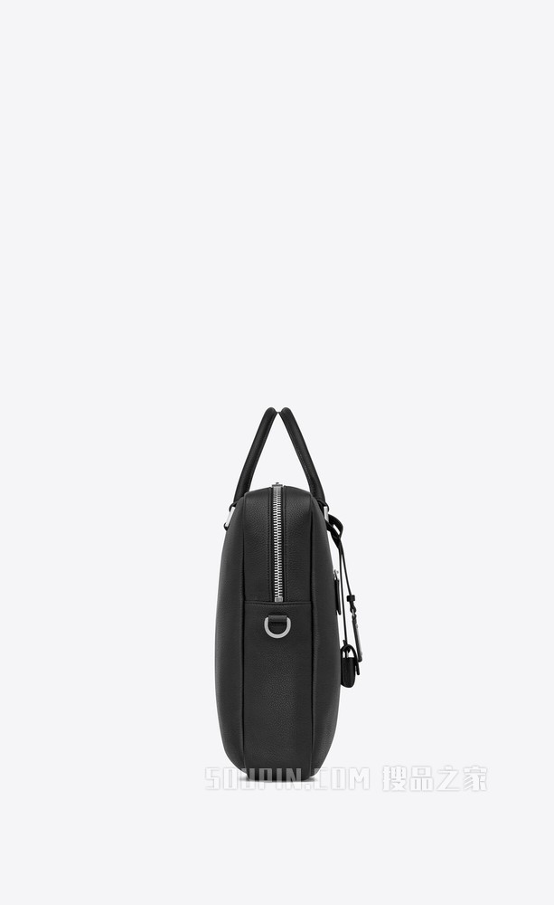 Sac de Jour 大号黑色粒纹软皮公文包