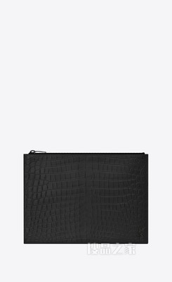 Tiny Monogram拉链鳄鱼纹压印皮革平板电脑包