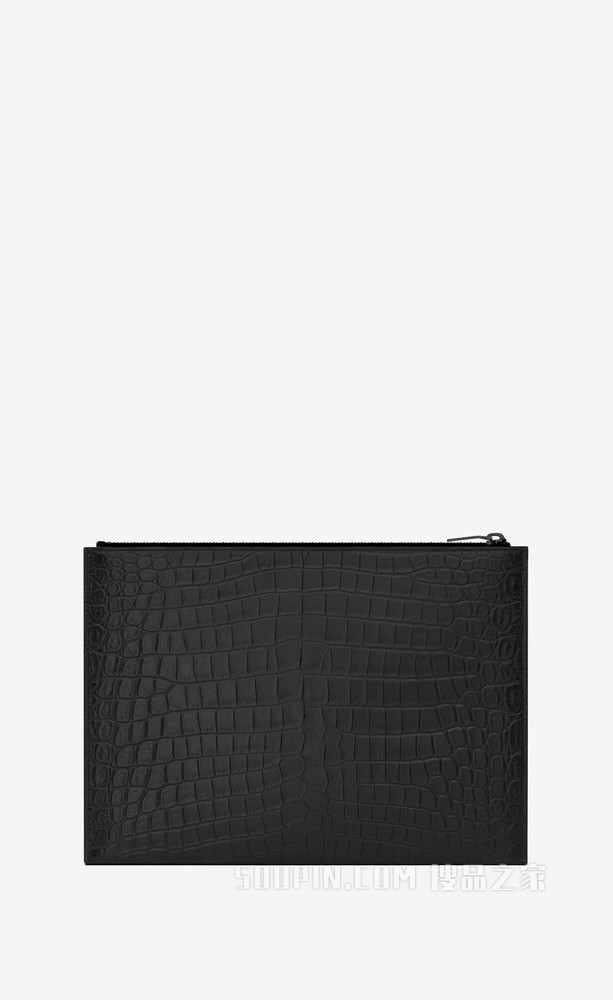 Tiny Monogram拉链鳄鱼纹压印皮革平板电脑包