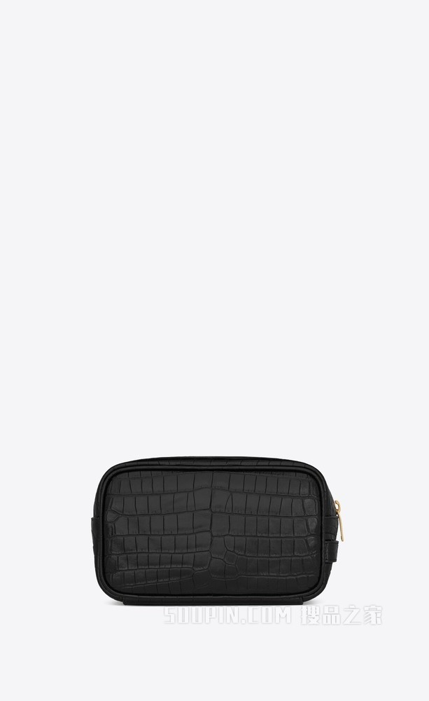 Tiny monogram小号鳄鱼纹压印哑光皮革化妆包