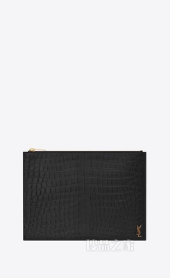 Tiny Monogram拉链鳄鱼纹压印雾面皮革平板电脑包