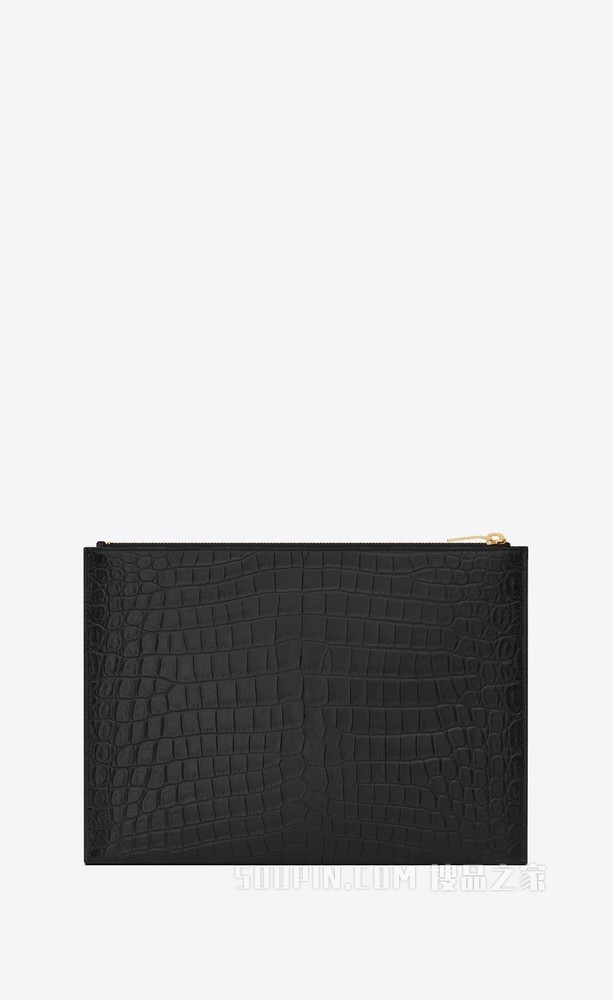 Tiny Monogram拉链鳄鱼纹压印雾面皮革平板电脑包