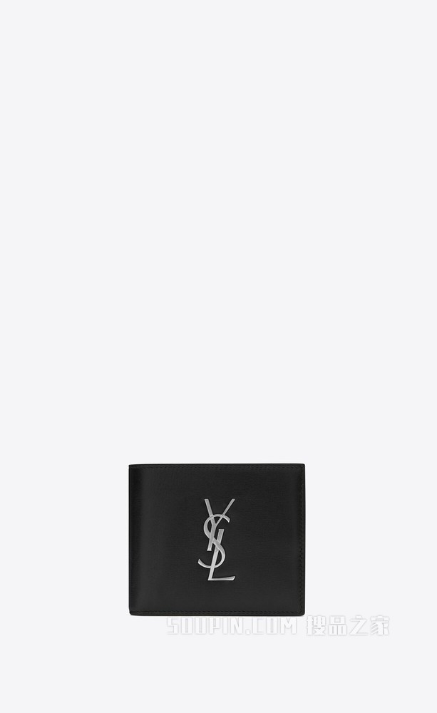 East/West 字母标志黑色真皮钱包