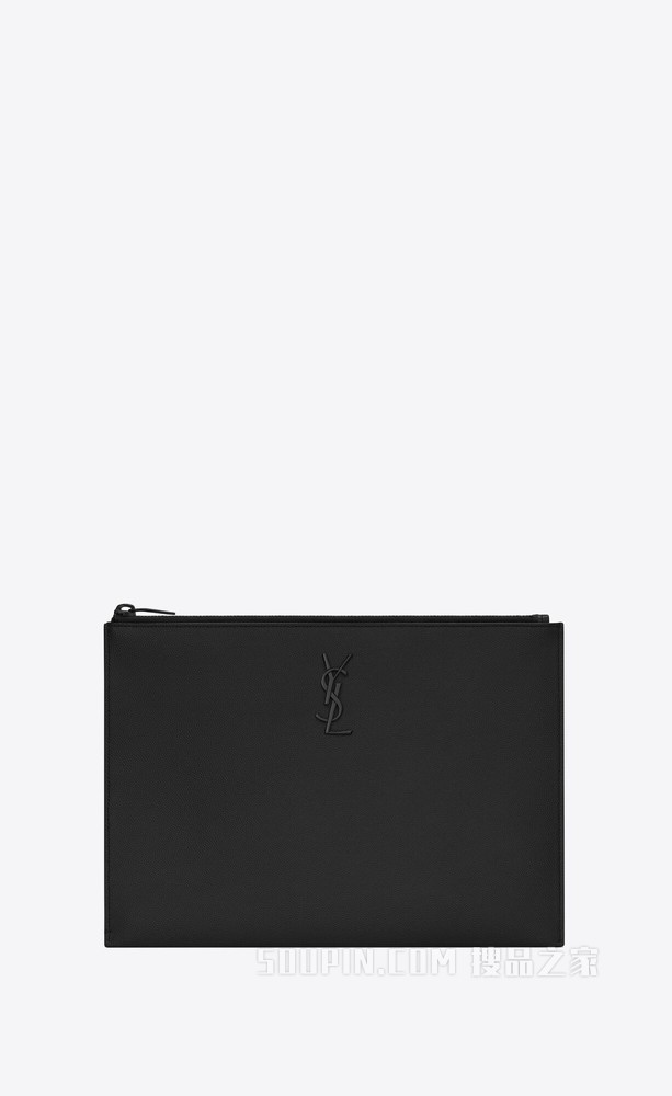 MONOGRAM 粒面压花真皮拉链平板电脑包