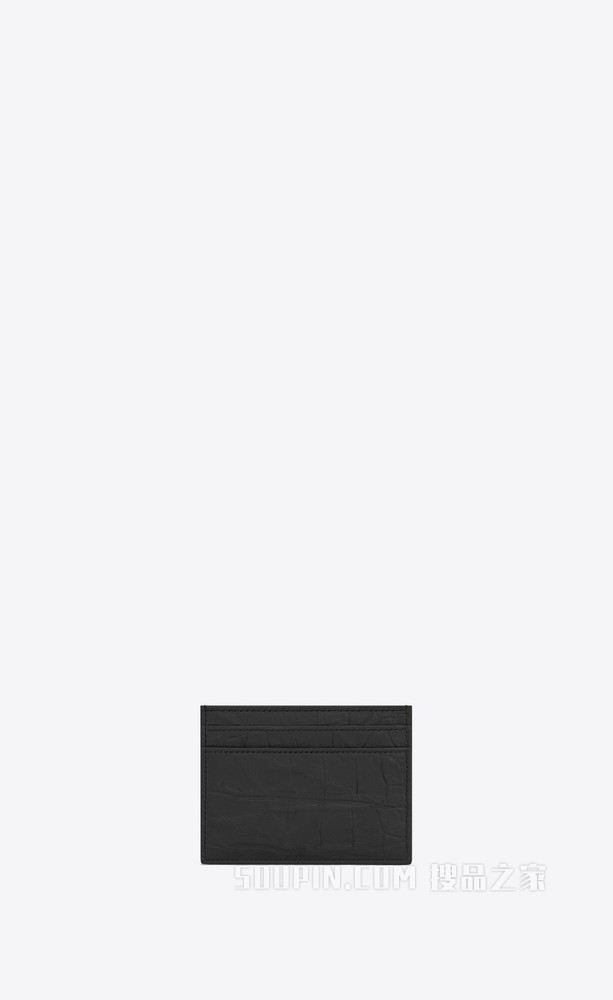 monogram黑色鳄鱼压花皮革信用卡包
