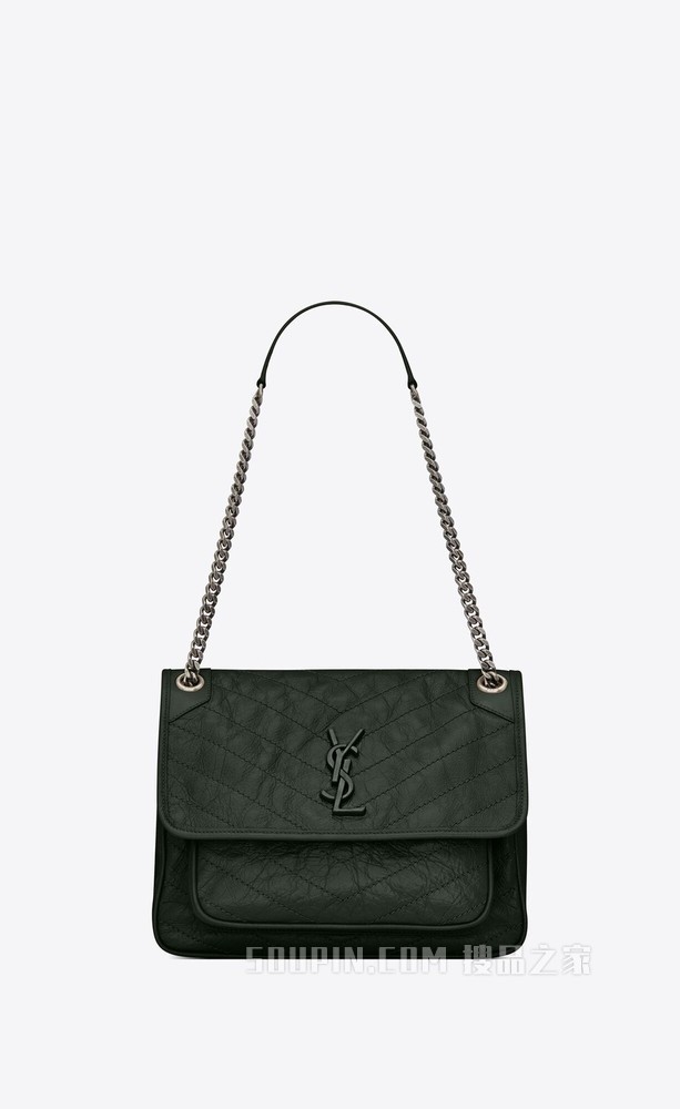 NIKI中号折叠复古皮革手提包