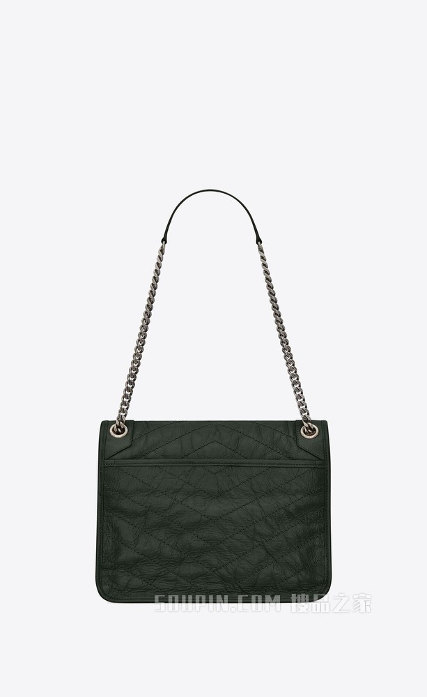 NIKI中号折叠复古皮革手提包