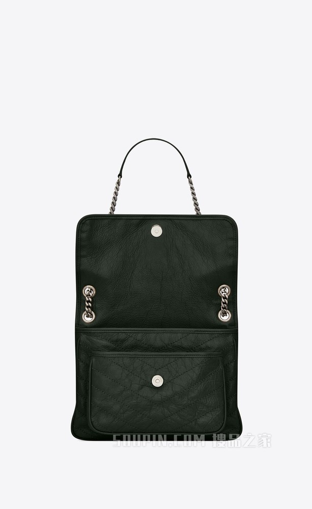 NIKI中号折叠复古皮革手提包
