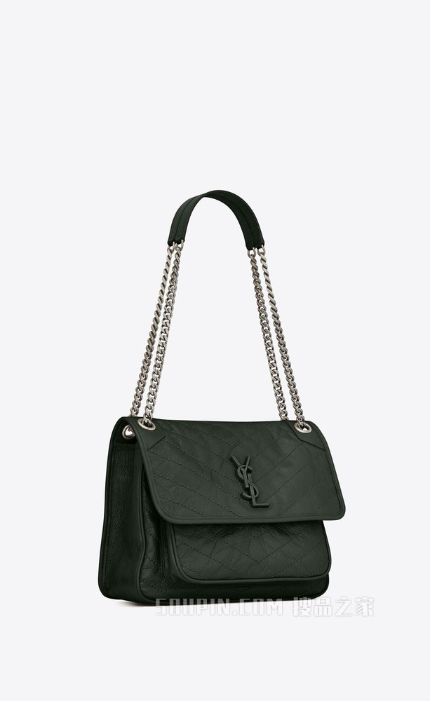 NIKI中号折叠复古皮革手提包