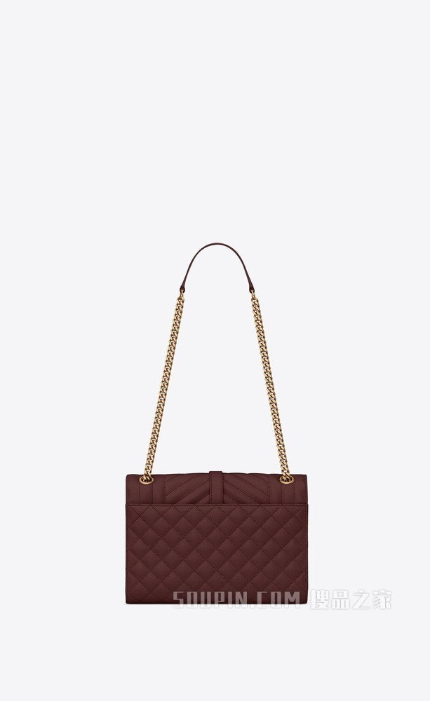 Envelope 中号深红色绗缝纹理真皮包