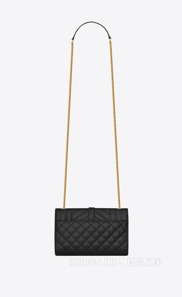 Envelope 小号黑色绗缝纹理真皮包