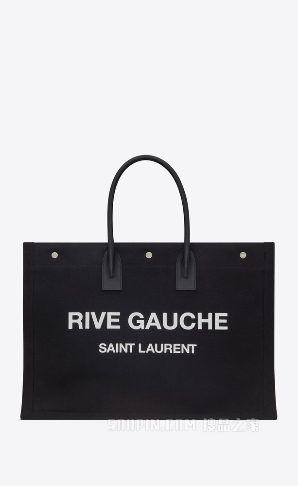 RIVE GAUCHE 斜纹帆布真皮托特包