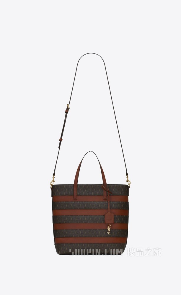 LE MONOGRAMME 圣罗兰涂层帆布和光滑皮革购物包