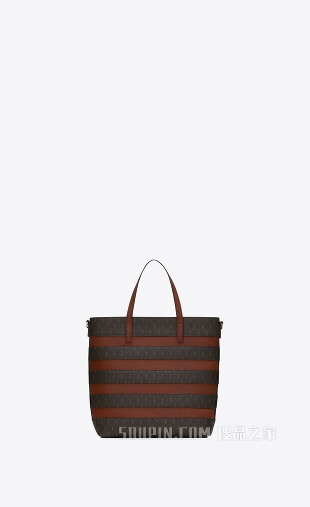 LE MONOGRAMME 圣罗兰涂层帆布和光滑皮革购物包