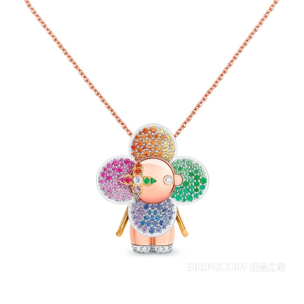 VIVIENNE RAINBOW 18K金 钻石彩色宝石项链