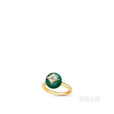 B BLOSSOM 18K 金孔雀石钻石戒指