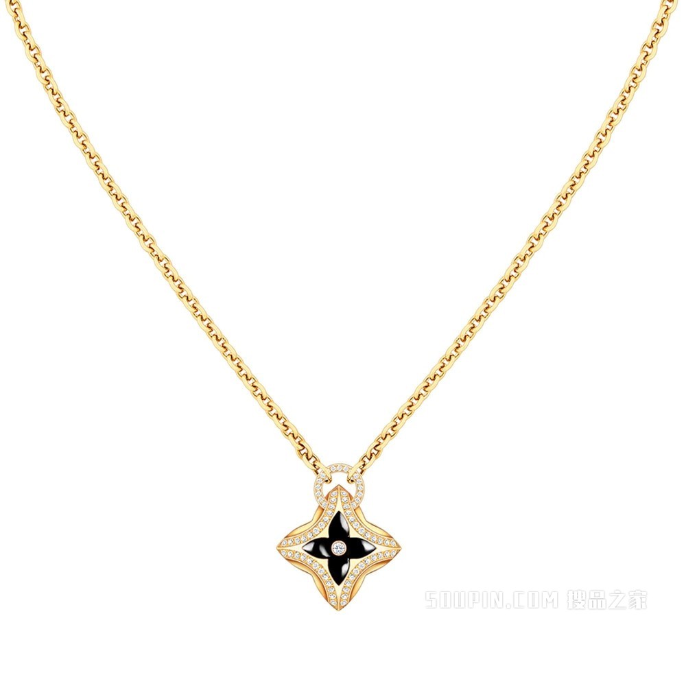 EVER BLOSSOM 18K 金缟玛瑙钻石项链
