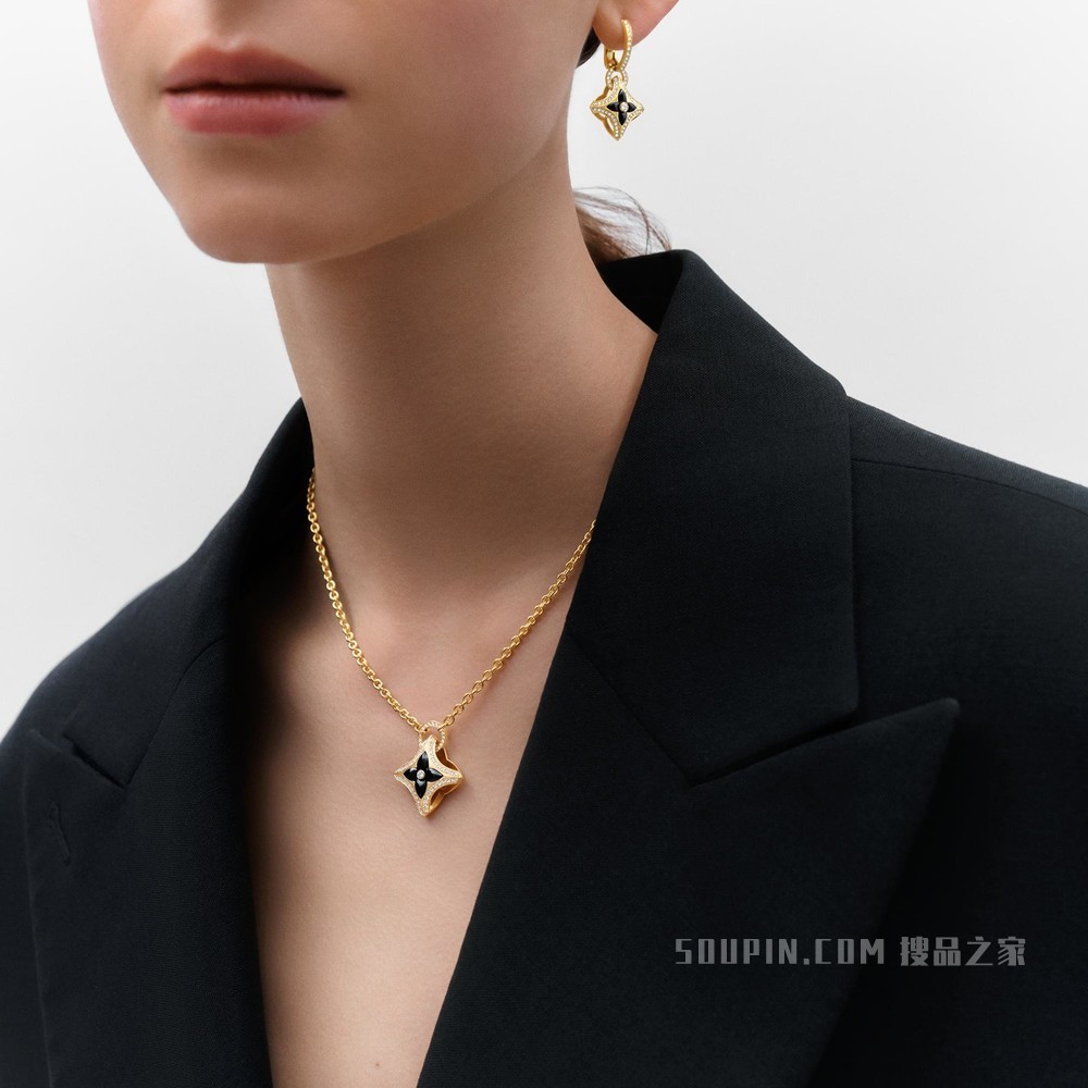 EVER BLOSSOM 18K 金缟玛瑙钻石项链