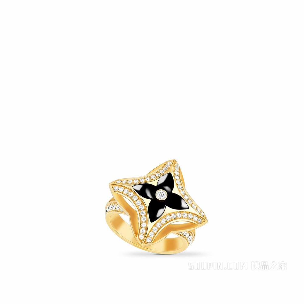 EVER BLOSSOM 18K 金缟玛瑙钻石戒指