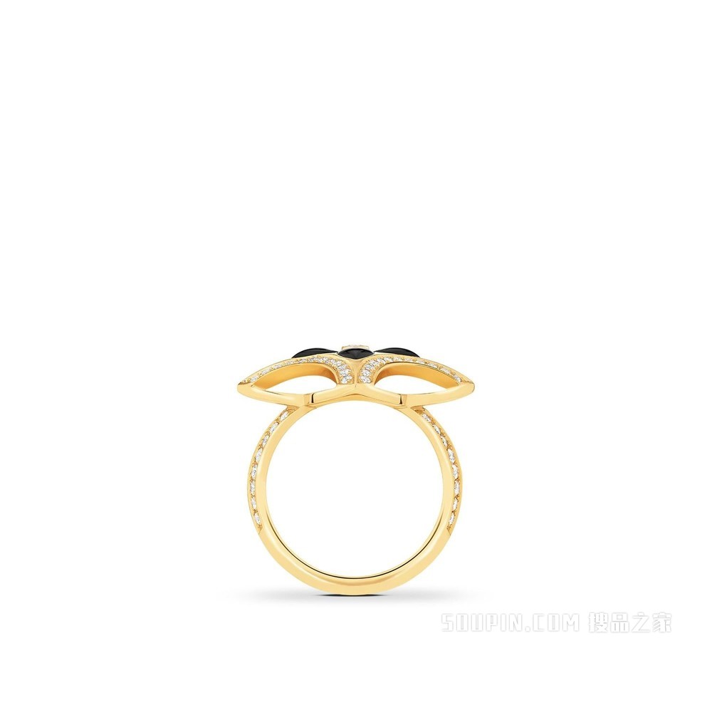 EVER BLOSSOM 18K 金缟玛瑙钻石戒指