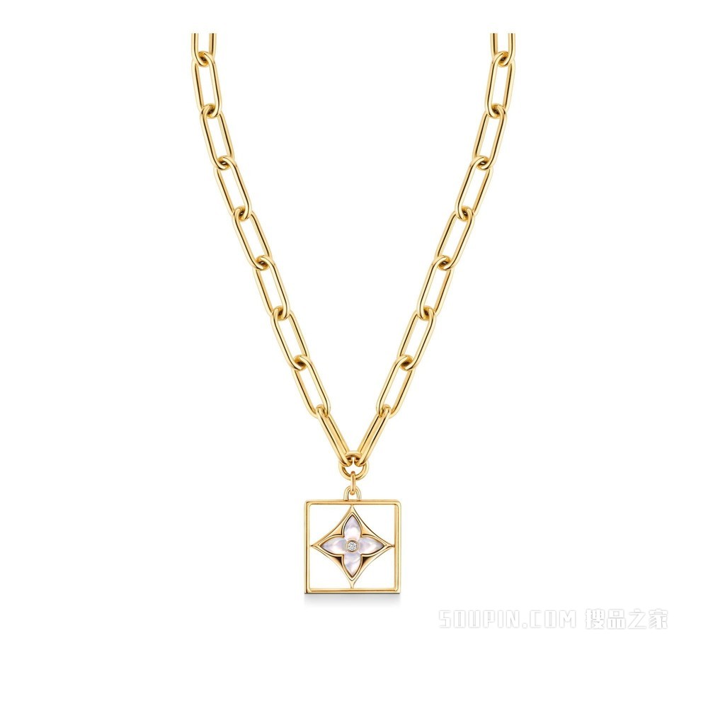 B BLOSSOM 18K 金贝壳钻石项链