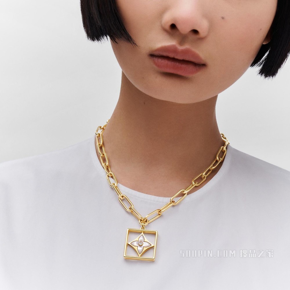 B BLOSSOM 18K 金贝壳钻石项链