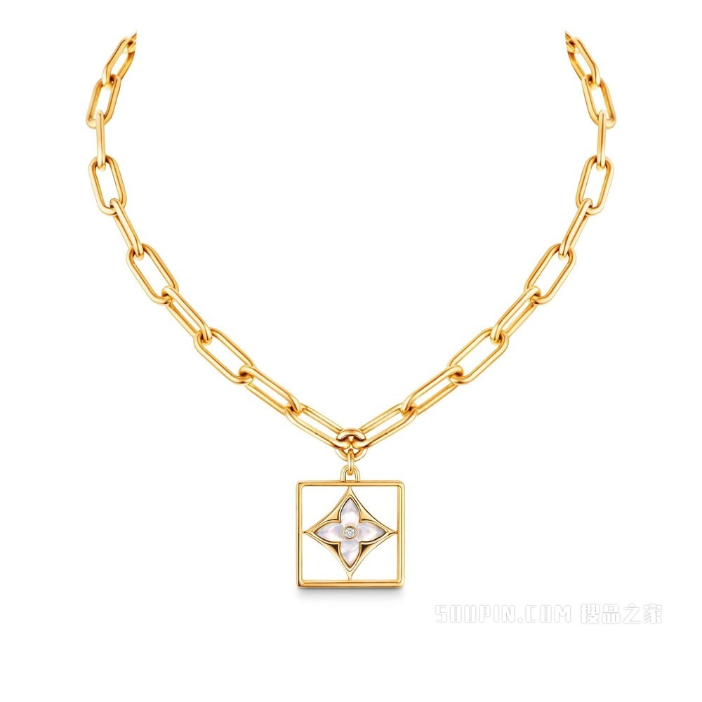 B BLOSSOM 18K 金贝壳钻石项链