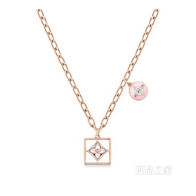 B BLOSSOM 18K 金欧泊石贝壳钻石项链