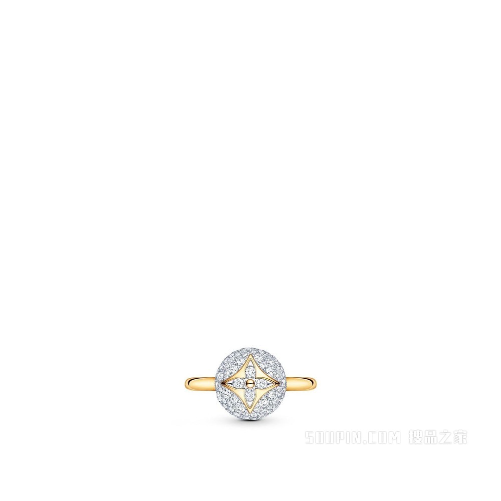 B BLOSSOM 18K 金密镶钻石戒指