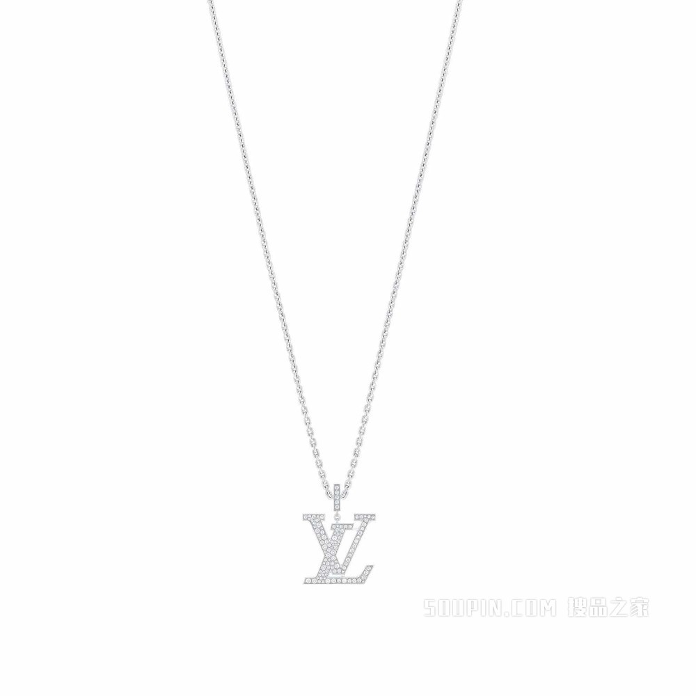 LV Idylle Blossom 大号吊坠项链，白金与钻石