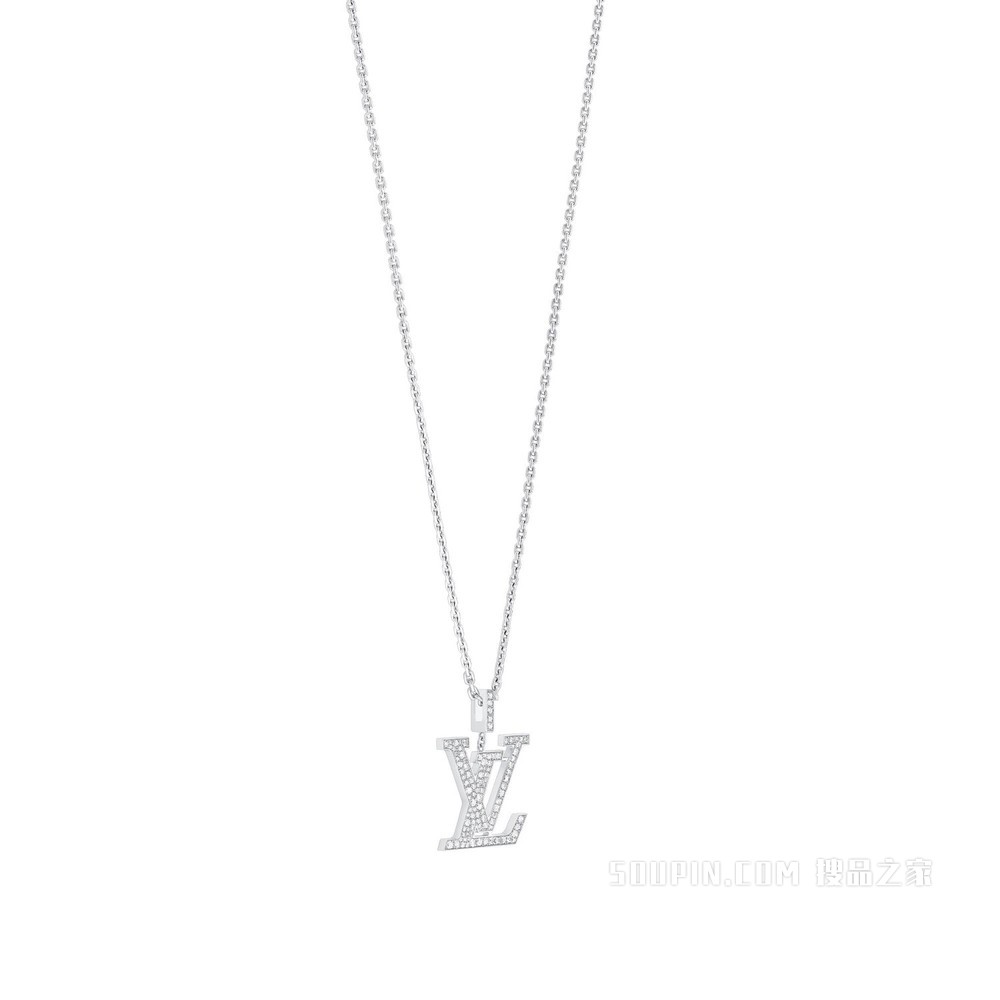 LV Idylle Blossom 大号吊坠项链，白金与钻石